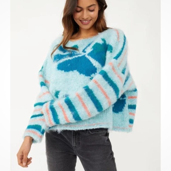 Free People Lily Sweater in Mosaic Sky Combo sz XS NWT $168R NWT - Picture 5 of 8